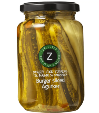 Burger Sliced Agurker. Zelected Foods. 540 gram