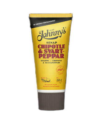 Johnny's Chipotle & Sort Peber Sennep. 200 g.